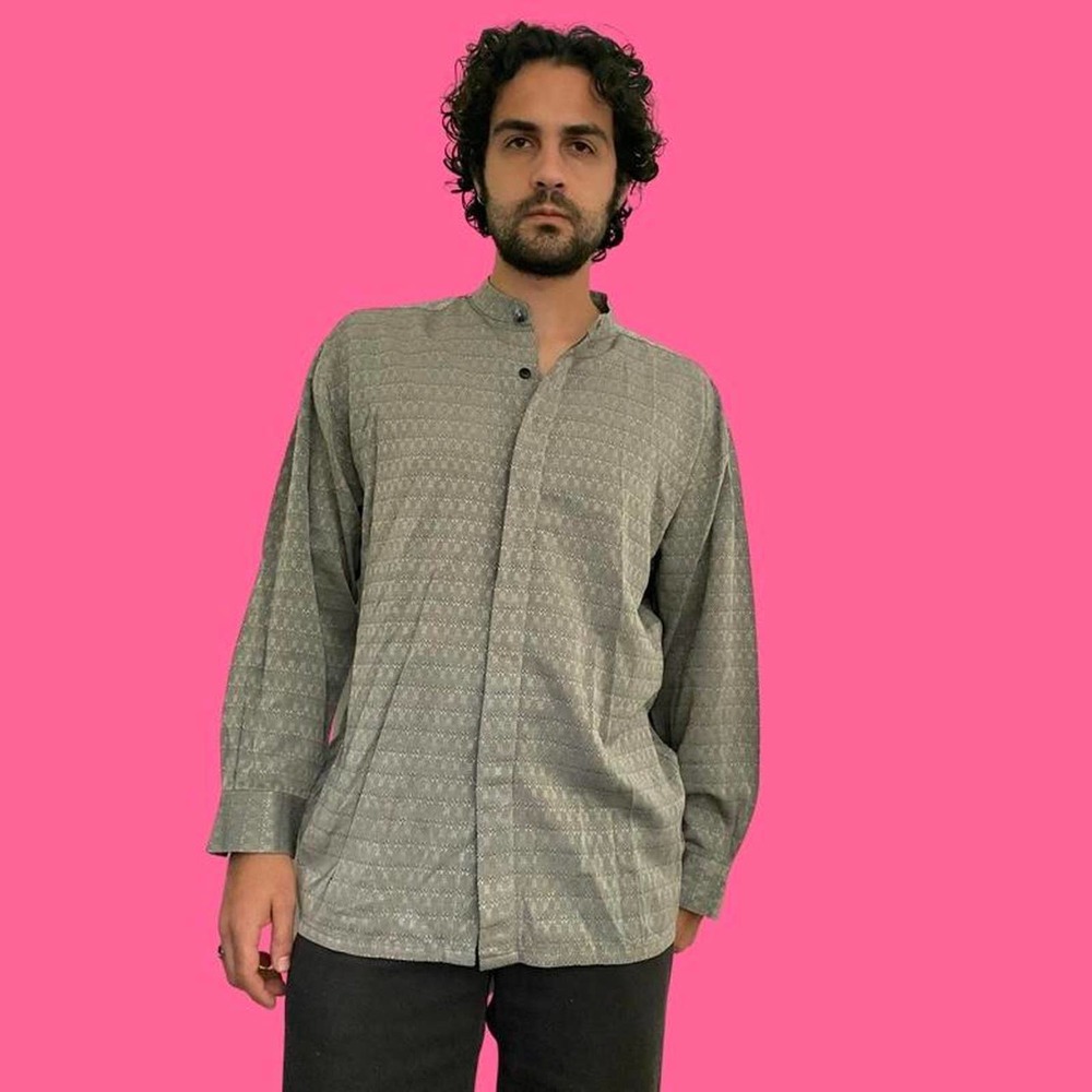 Vintage 1990s silky mandarin collar